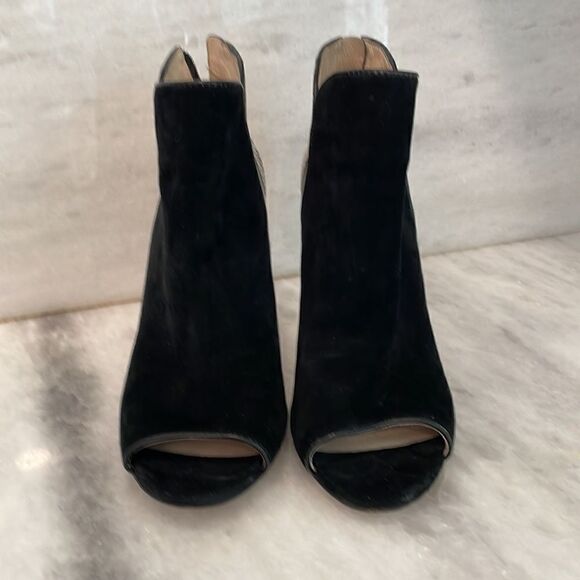 Louise Et Cie Lo-Hestia2 heels open toe booties black suede snake skin 8 - Picture 9 of 9